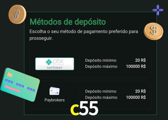 O cassino c55 oferece uma grande variedade de métodos de pagamento